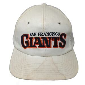 San Francisco Giants MLB Twins Snapback Hat Beige Flat Brim Green Logo Vintage